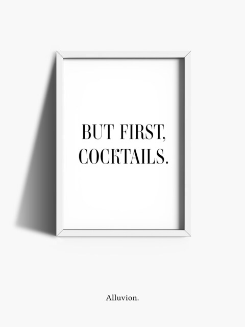 Cocktail Print - But First Cocktails Kitchen Wall Art Drink Poster Gifts Home Bar Decor Framed - image 1