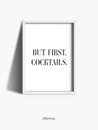 Cocktail Print - But First Cocktails Kitchen Wall Art Drink Poster Gifts Home Bar Decor Framed - thumbnail 1