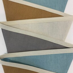 Linen Bunting - Duck Egg & Mustard Baby Shower Nursery Decor Wall Hanging Room Fabric Garland Boys Room- Playroom - thumbnail 3