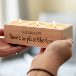 Wood Candle Holder - No Place Like Home New Gift Personalised Tea Light For Couple Family Lc399 - thumbnail 3