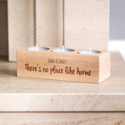 Wood Candle Holder - No Place Like Home New Gift Personalised Tea Light For Couple Family Lc399 - thumbnail 4