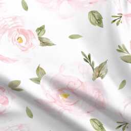 Floral Sheets - Blush Olive Leaves By Crystal_Walen Pink Pastel Roses White Cotton Sateen Sheet Set Bedding Spoonflower - thumbnail 4