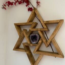 Wooden Star Shelf, Astronomy Decor, Crystal Display - thumbnail 2