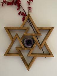 Wooden Star Shelf, Astronomy Decor, Crystal Display - thumbnail 1