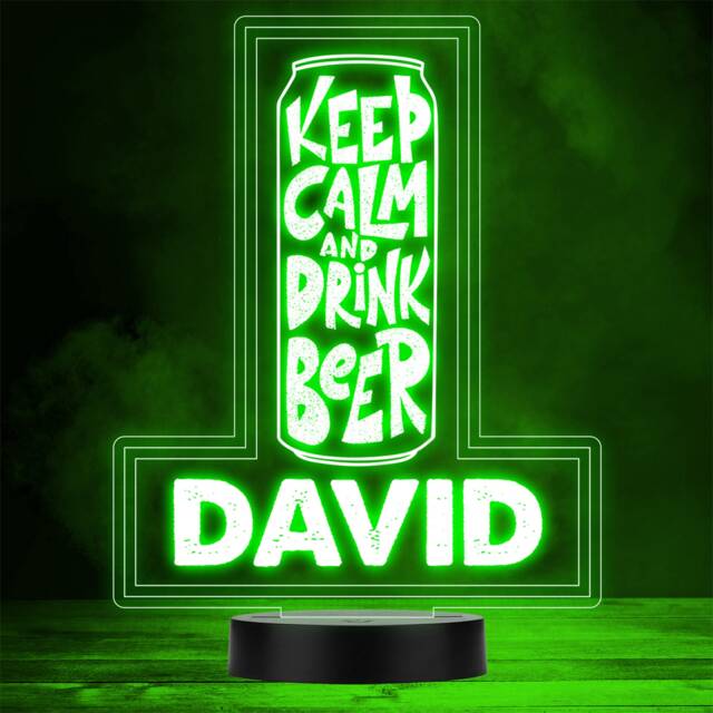 Keep Calm Drink Beer Can Drinker Home Bar Man Cave Colour Change Night Light - image 1
