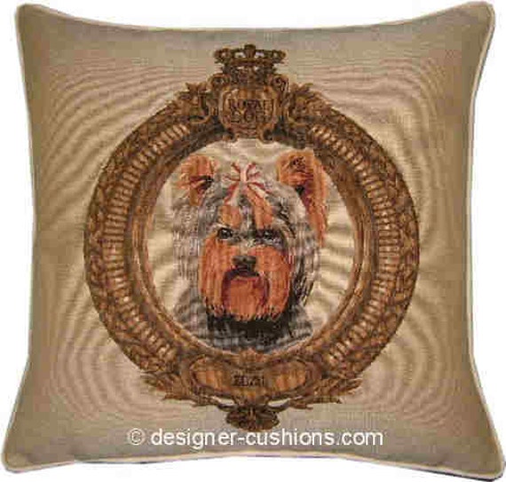 Royal Yorkshire Terrier Woven Tapestry Cushion Cover Sham - image 1