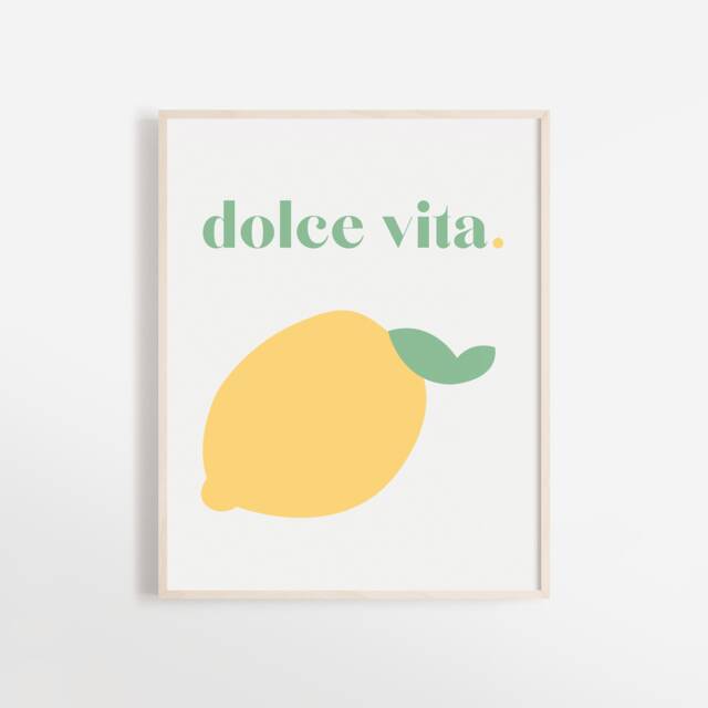 Dolce Vita Lemon Art Print Green Pastel Kitchen Decor - image 1