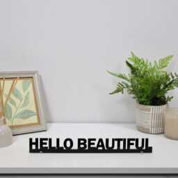 Hello Beautiful Door Topper - Dressing Room & Bedroom Sign Black Acrylic Self Love Decor Positive Quote Over Wall - thumbnail 3
