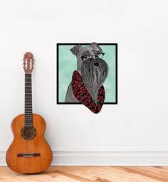 Miniture Schnauzer With Glasses Wall Sticker Decal - Dogs & Pets Stickers, Art, Decals, Kids Animals Decals