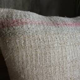 50cm - Or 20 Inches Vintage Kilim Cushion Cover Handwoven - Hemp/Wool/Linen Soft Feel Off White Natural #3 - thumbnail 3