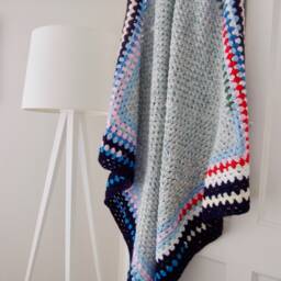 Blanket - Scandi Navy White Blue Red Pink Vintage Knitted Crocheted Nursery Armchair Throw Blanket - thumbnail 2