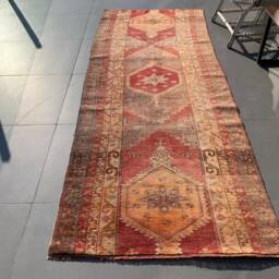 Turkish Rug, Orange Antique Rugs For Nursery, 3.6x8.8 Ft Area Rugs, Vintage Outdoor Living Room - thumbnail 2