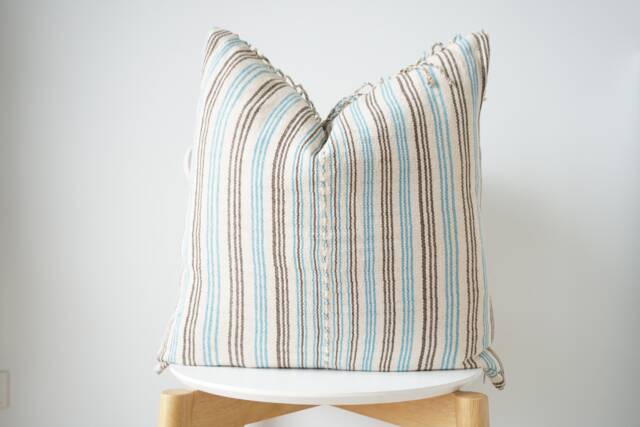 White Indigo Tribal Hemp Hand Woven Natural Dye Color Hmong Lumbar Pillow Cover - image 1