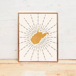 West Virginia Boho Wall Art - Mid Century Modern State Of Virginia, Bohemian Decor, Print - thumbnail 3