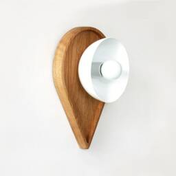 Oak Wood & White Sconce Light Bedside Lighting Vanity Wall Fixture Hallway Bathroom - thumbnail 4