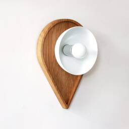 Oak Wood & White Sconce Light Bedside Lighting Vanity Wall Fixture Hallway Bathroom - thumbnail 3