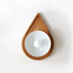 Oak Wood & White Sconce Light Bedside Lighting Vanity Wall Fixture Hallway Bathroom - thumbnail 2