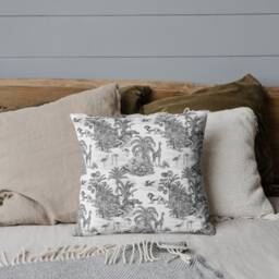 Outdoor Pillows - Weatherproof Garden Cushions Chinoiserie Lion Safari Black Toile De Jouy Decorative Waterproof Home - thumbnail 2