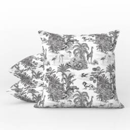 Outdoor Pillows - Weatherproof Garden Cushions Chinoiserie Lion Safari Black Toile De Jouy Decorative Waterproof Home - thumbnail 1