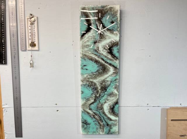 Modern Abstract Resin Wall Clock, Contemporary Colourful - image 1