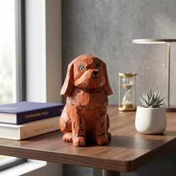Whimsical Wooden Puppy Figurine - Hand Carved Spaniel Dog Statue Rustic Shelf Decor & Pet Lover Gift Idea - thumbnail 4