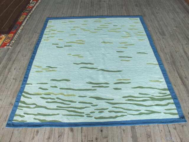 Rug 7x7 Approx, Kilim Rug, Turkish Rug, Square Rug, Large Kilim Rug, Flatweave Rug, New Rug, Turqoise Blue Square Rug - image 1