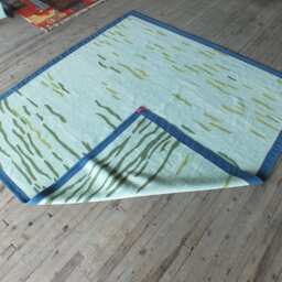 Rug 7x7 Approx, Kilim Rug, Turkish Rug, Square Rug, Large Kilim Rug, Flatweave Rug, New Rug, Turqoise Blue Square Rug - thumbnail 2