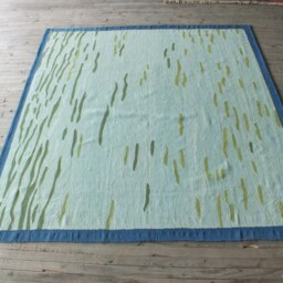 Rug 7x7 Approx, Kilim Rug, Turkish Rug, Square Rug, Large Kilim Rug, Flatweave Rug, New Rug, Turqoise Blue Square Rug - thumbnail 4