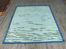 Rug 7x7 Approx, Kilim Rug, Turkish Rug, Square Rug, Large Kilim Rug, Flatweave Rug, New Rug, Turqoise Blue Square Rug - thumbnail 1