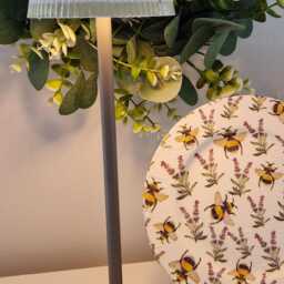 Beautiful Tall Lavender & Bee Floral Indoor/Outdoor Usb Rechargeable Table Lamp.matching Picture Plate Available.hand Decorated - thumbnail 2