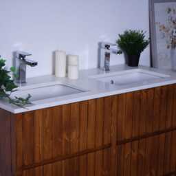 Handmade Pine His & Hers Double Vanity Unit - Quartz Top, Undermount Ceramic Basins Walnut Finish - thumbnail 4
