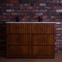Handmade Pine His & Hers Double Vanity Unit - Quartz Top, Undermount Ceramic Basins Walnut Finish - thumbnail 2