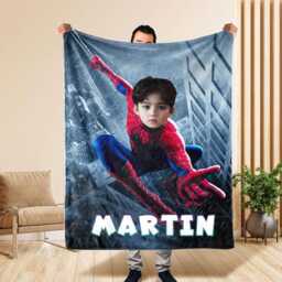 Personalized Hero Costume Blanket With Your Face, Funny Custom Cartoon Throw, Superhero Inspired Gift For Fans & Friends Head Swap - thumbnail 3