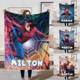 Personalized Hero Costume Blanket With Your Face, Funny Custom Cartoon Throw, Superhero Inspired Gift For Fans & Friends Head Swap