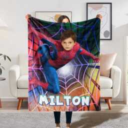 Personalized Hero Costume Blanket With Your Face, Funny Custom Cartoon Throw, Superhero Inspired Gift For Fans & Friends Head Swap - thumbnail 2