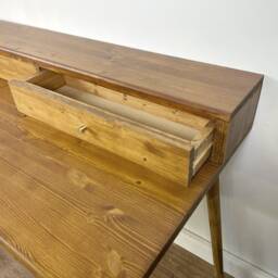 Bespoke Handmade Wooden Dressing Table/Desk. 120 X 60cm , Tapered Legs. Dark, Two Tire, Shelf, Monitors Stand, Computer Drawer Solid Wood - thumbnail 3