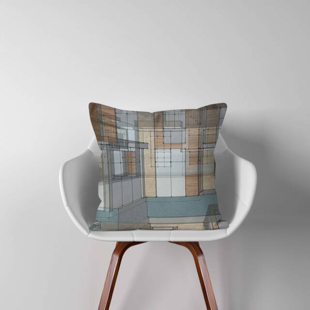 Contempory Chaos I, Pillow Throw Pillow, Brown, White, Blue, Graphics, Modern Design, Home Decor, Interior Dorm Decor - image 1