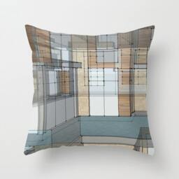 Contempory Chaos I, Pillow Throw Pillow, Brown, White, Blue, Graphics, Modern Design, Home Decor, Interior Dorm Decor - thumbnail 2