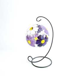 Purple Daisy Glass Tealight Holder Hand-Painted Candle Gift Set - thumbnail 2