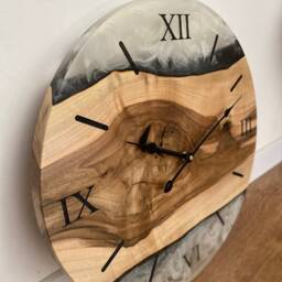 Wood Epoxy Resin Modern Wall Clock, Rectangle Cool Designer Clocks, Oversized Art - thumbnail 2