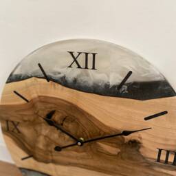 Wood Epoxy Resin Modern Wall Clock, Rectangle Cool Designer Clocks, Oversized Art - thumbnail 4