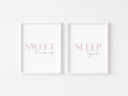 Sweet Dreams Sleep Tight Prints Pink Bedroom Wall Art - Unframed - thumbnail 1