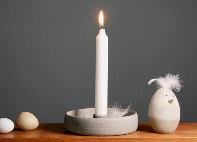 Candlestick. Ceramic. 13.5 cm. Concrete Grey. Candle Holder. Gift - image 1