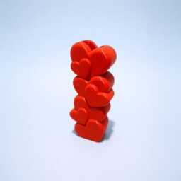 Heart Stack Valentine Vase - 3D-Printed Red Modern Bud - 14.5 cm Cute Romantic Gift Desk/Home Decor - thumbnail 3