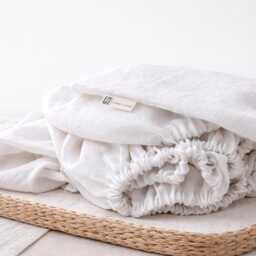 Linen Fitted Sheet - Washed Bed With Elastic - Natural, Breathable Bedding Multiple Sizes Minimalist Scandinavian Style - thumbnail 3