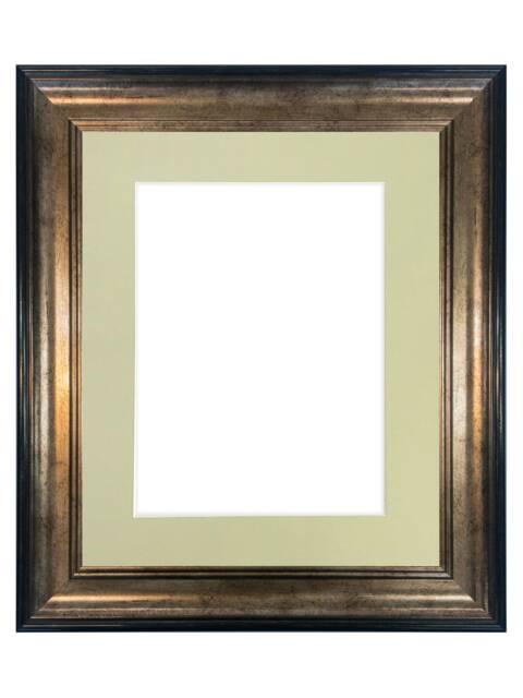 Scandi Black & Gold Picture Frame Light Grey Mount - image 1