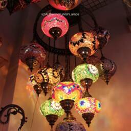 15 Ball Arabian Mosaic Chandelier, Mosaic Chandelier, Morocco Lantern, Chandlier Lighting, Turkish Light, Hanging Lamp, Morocco Lighting - thumbnail 3