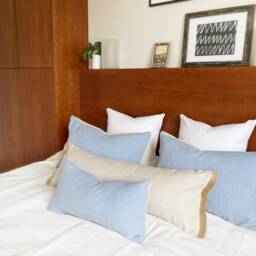 Sky Blue Linen Lumbar Pillow Cover Hamptons Style Throw Cushion - thumbnail 3