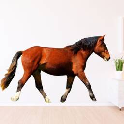 Horse Wall Decals For Kids Rooms - Wild Mustang Decor - Stallion Home Nursery Vinyl Mural Reusable Fabric Decal Vwaq-Pas21 - thumbnail 1