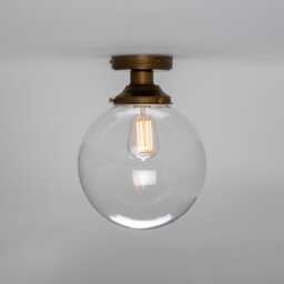 Riad Clear Glass Globe Flush Ceiling Light 9.75